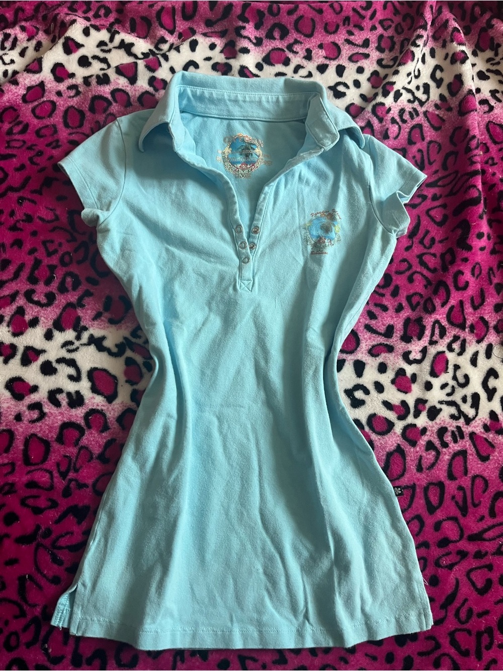 Oxygen Blue Collared Casual Dress